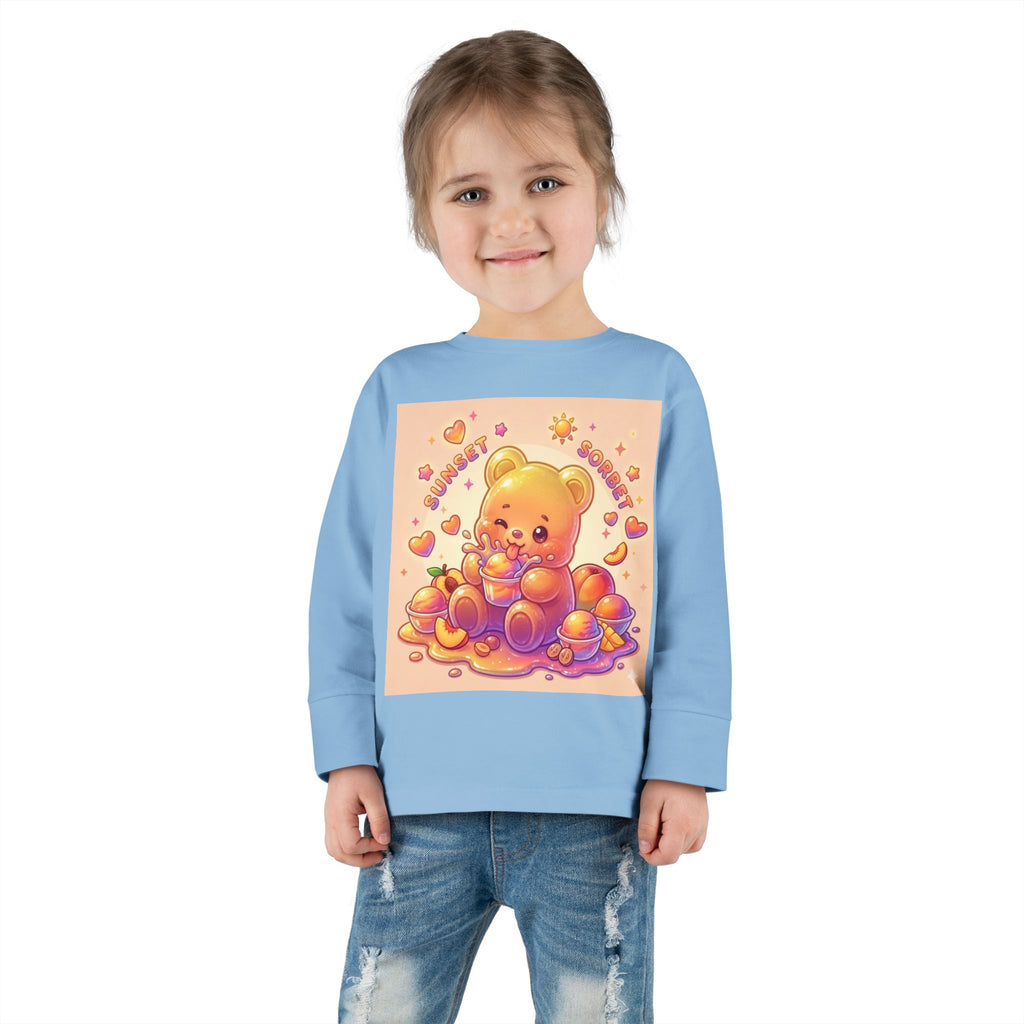 Sweet Peach Sorbet, Oozy Bear Gummy Friend Special- Kids Graphic Long Sleeve Shirt
