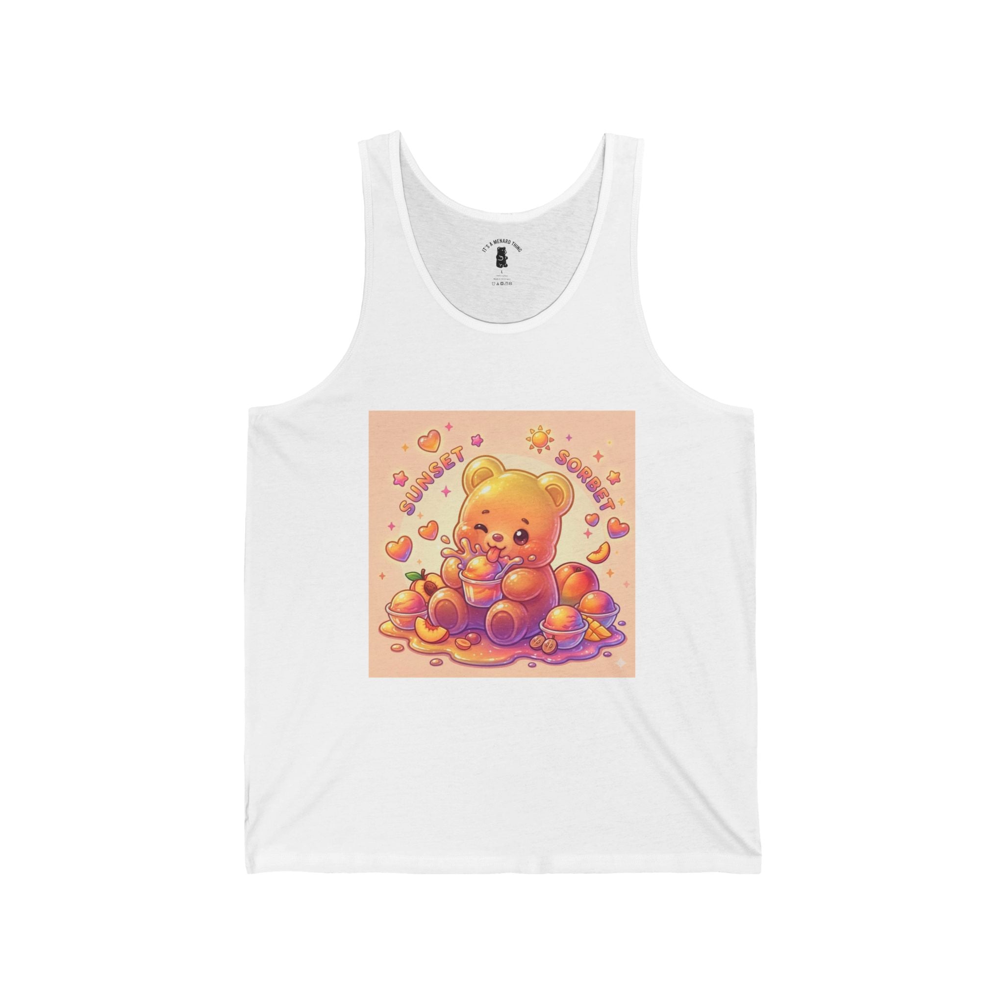 Sunset sunny Sorbet Dream, Peach Gooey Gummy Bear — Kawaii Graphic Tank Top