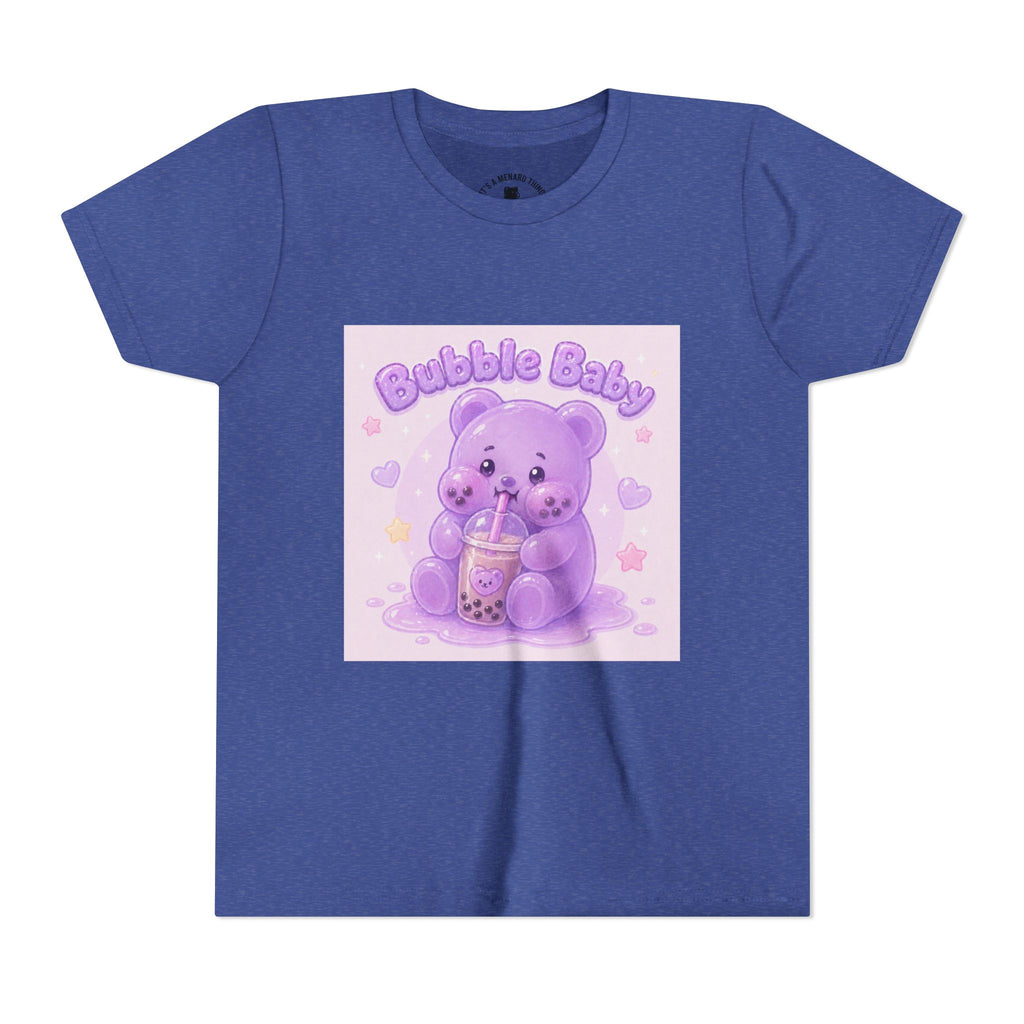 Purple Boba Tea Gooey Gummy Bear with Boba Milk Tea Kids Shirt