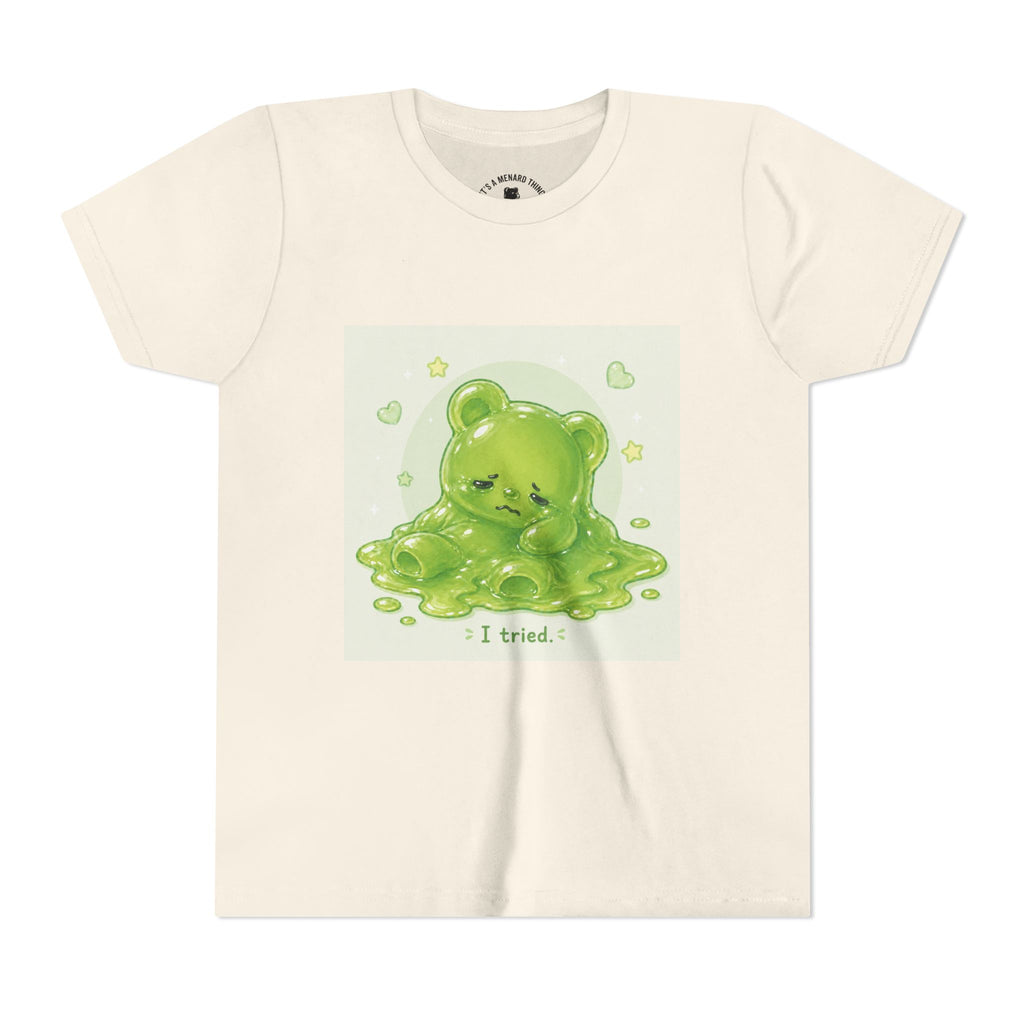 Melting Green Gooey Gummy Bear "I tried." Graphic T-Shirt