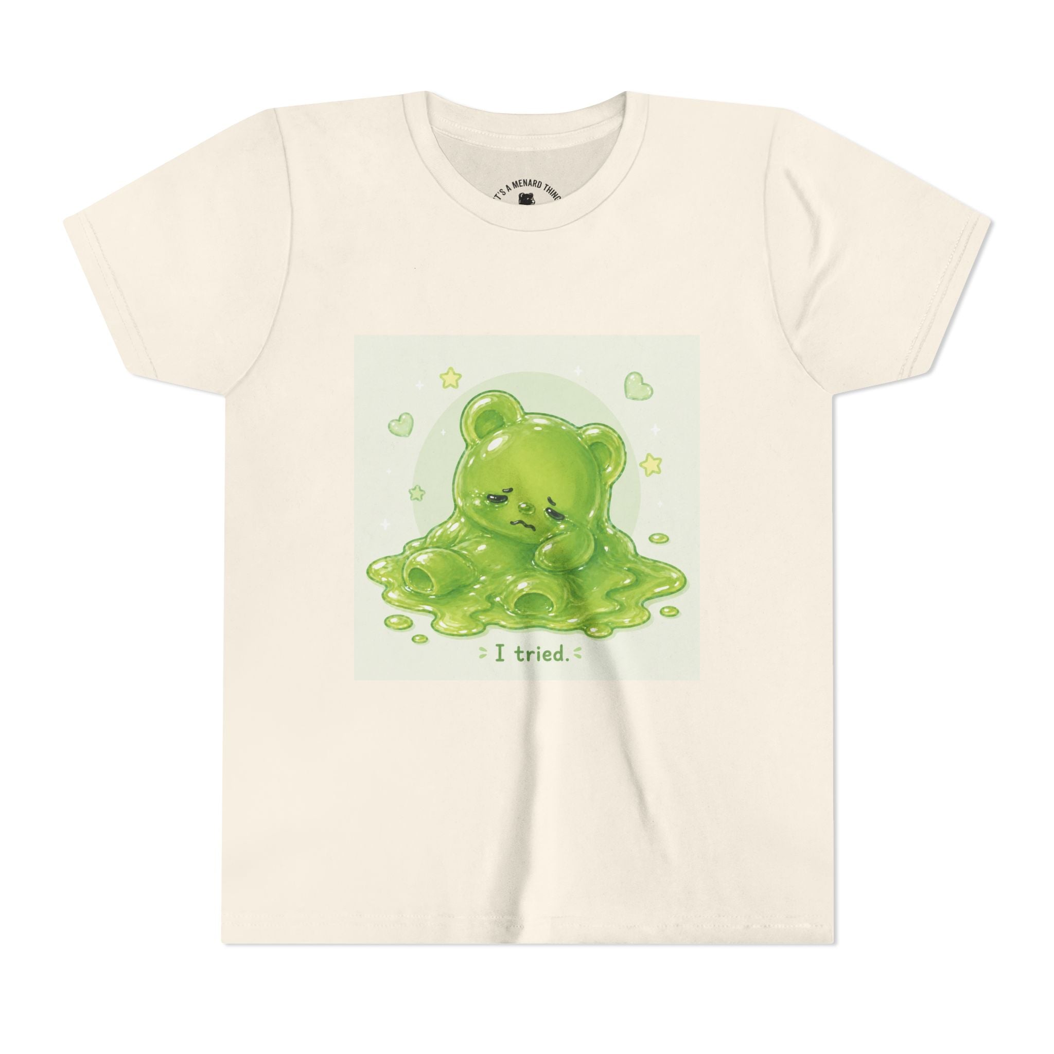 Melting Green Gooey Gummy Bear "I tried." Graphic T-Shirt