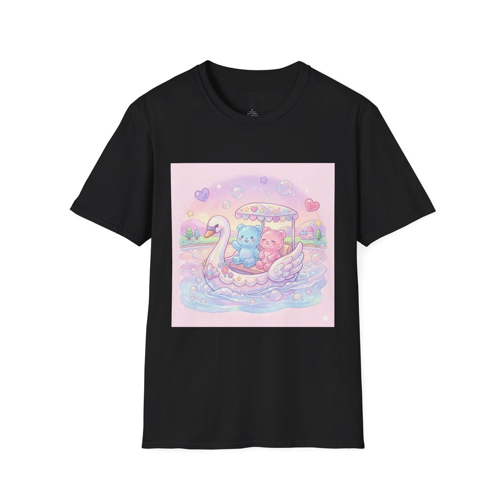 Romantic Swan Boat Ride, Gooey Gummy Friends— Kawaii Graphic T-Shirt