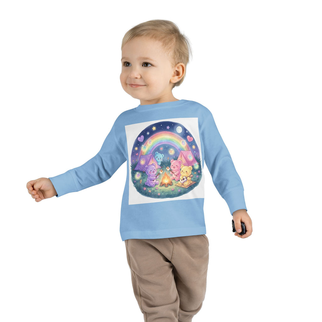 Camping & Toasting Marshmellos Oozy Bear Friend Group- Graphic Long Sleeve Shirt