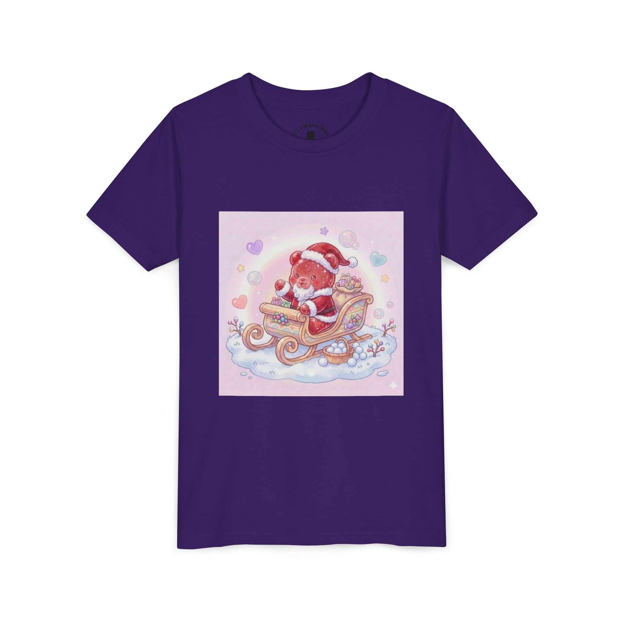 Cute Gooey Gummy Red Santa in Sleigh Holiday Shirt
