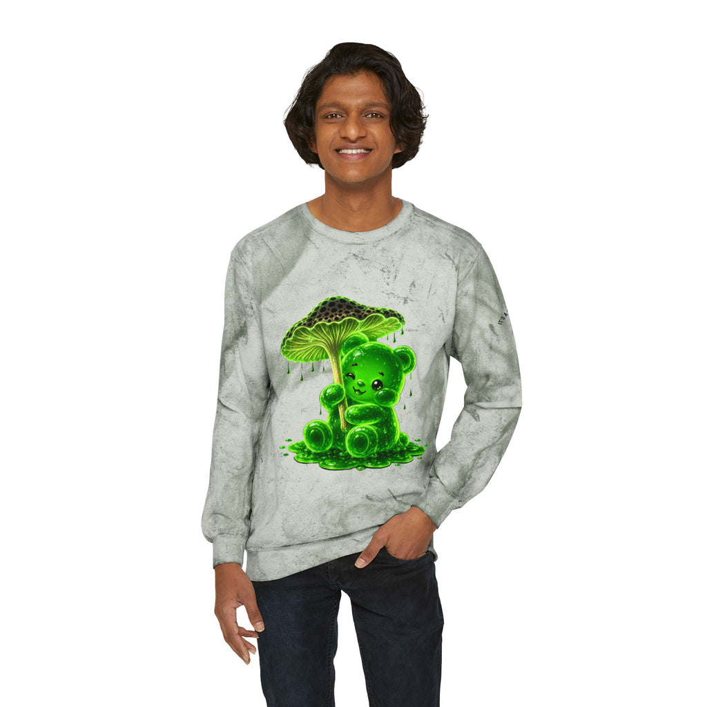 Glowing Green Mushroom, Gooey Gummy Bear-Kawaii Graphic Sweatshirt