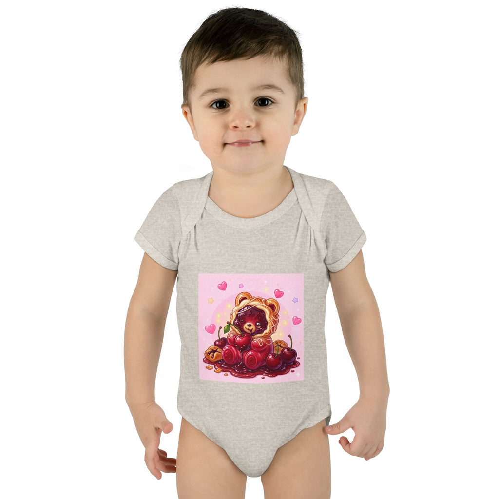 Cherry Danish Gooey Gummy Bear in Puff PJs (Infant Rib Onesie)