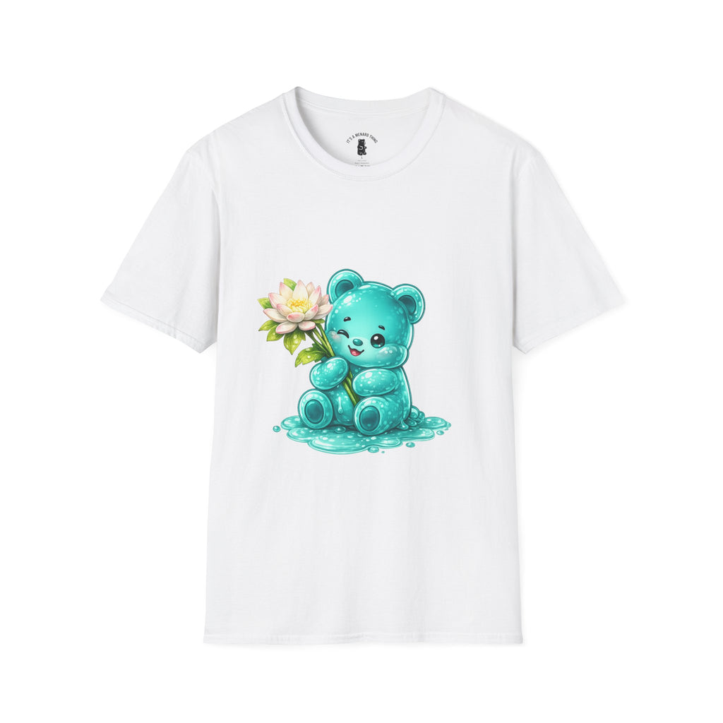 Beautiful Lotus Flower Special, Teal Oozy Bear Gummy Friend- Graphic Shirt
