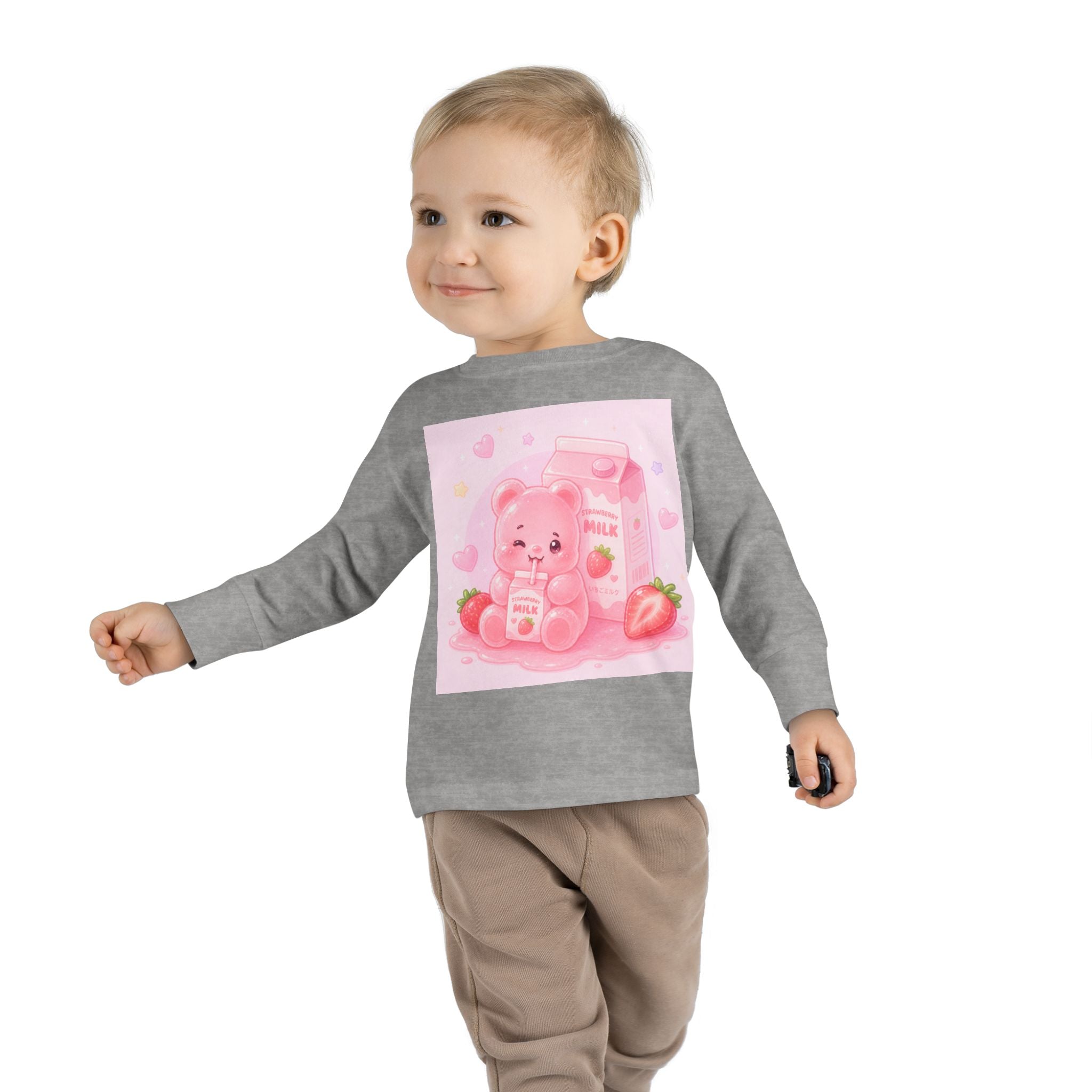 Strawberry Milk Oozy Bear Friend- Graphic Long Sleeve Shirt