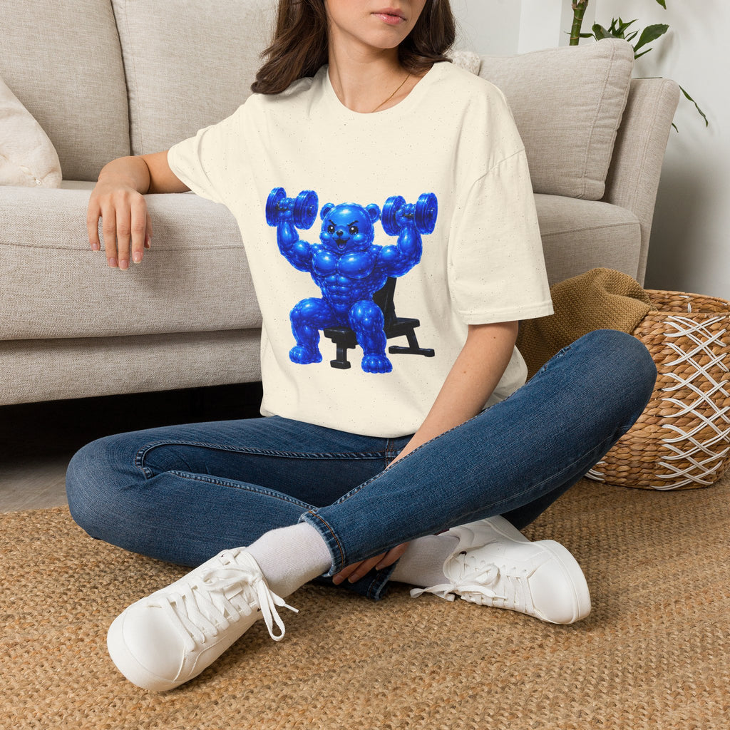 Working out with Bar Bells, Oozy Buff Bear Gummy Special Gym Addition- Adult Graphic Shirt