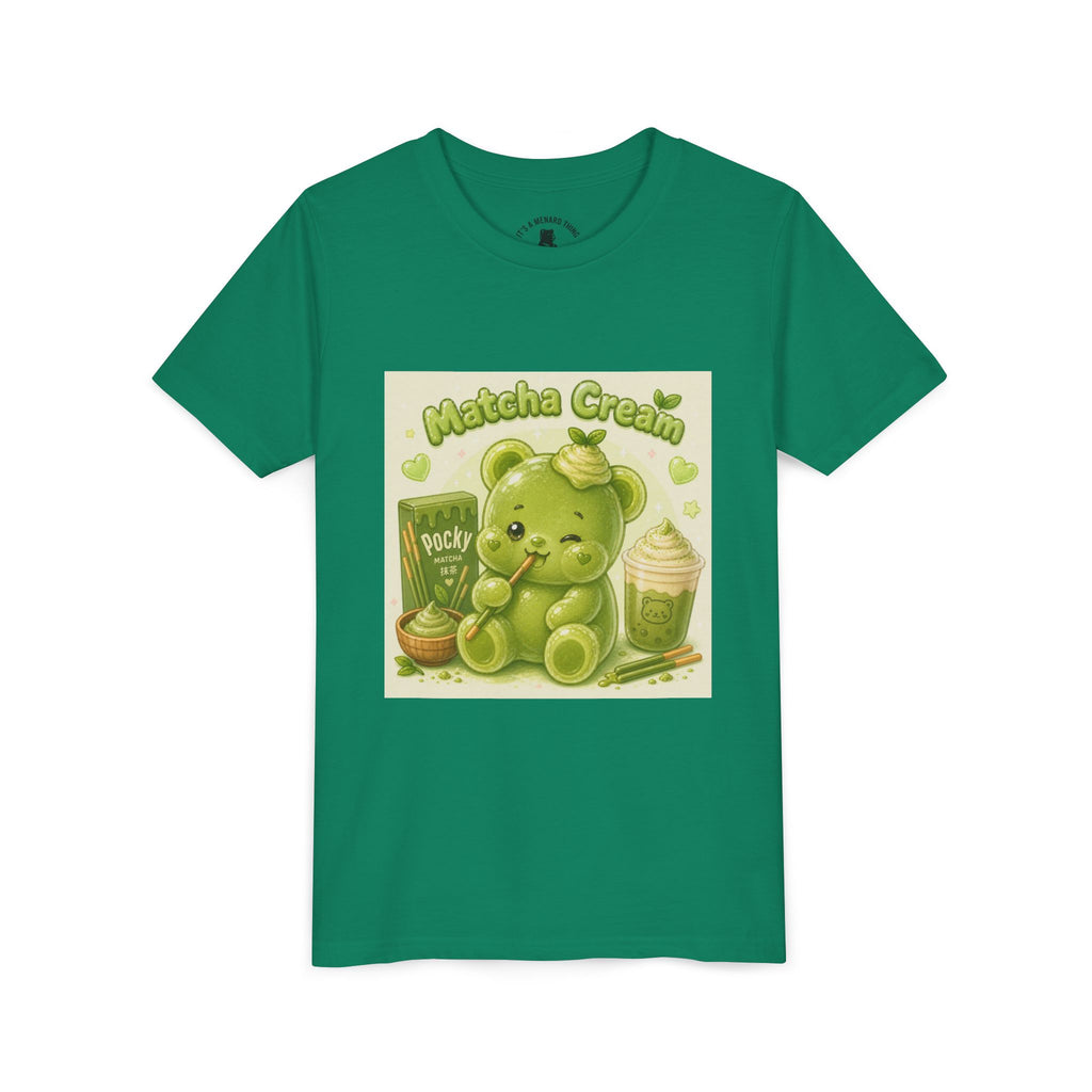 Matcha Cream Gooey Gummy Bear Youth Tee —Pocky & Dessert Graphic