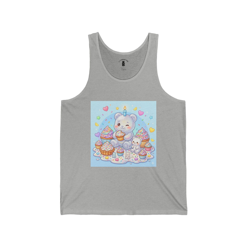 Cupcake Party Surprise, White Gooey Gummy Bear-Kawaii Graphic Tank Top