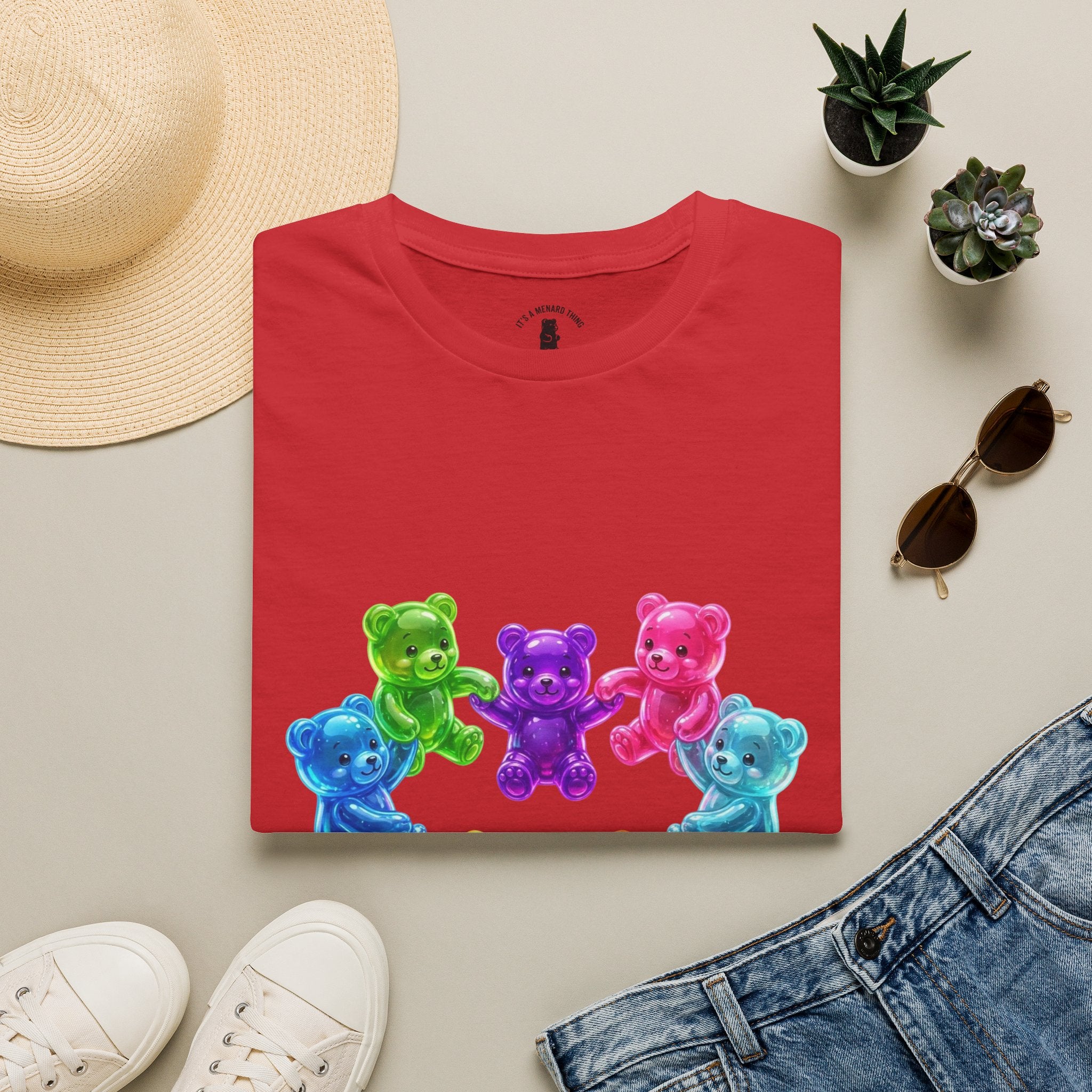 Holding Hands Into Heart Oozy Bear Gummy Friends- Graphic Shirt