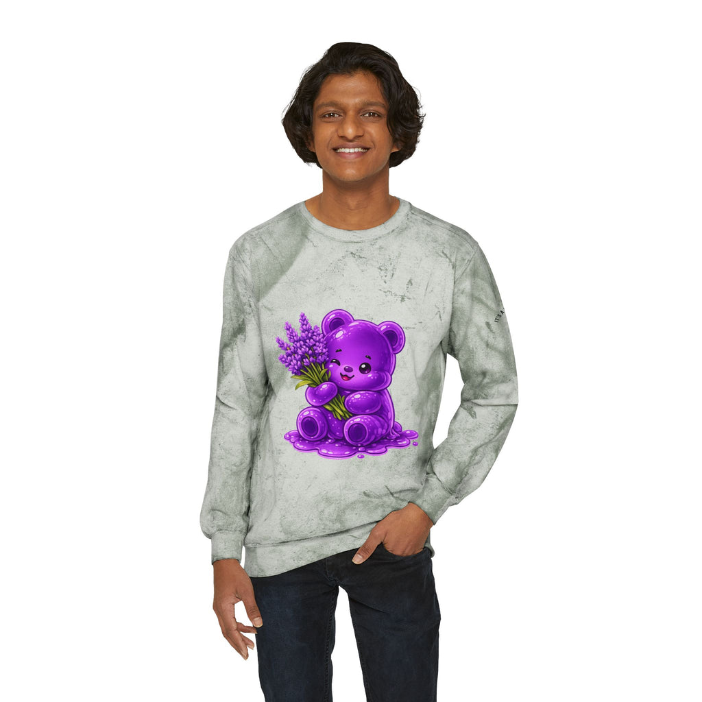 Lavender Stalk, Purple Oozy Bear Gummy Special- Graphic Tie-Dye Sweatshirt