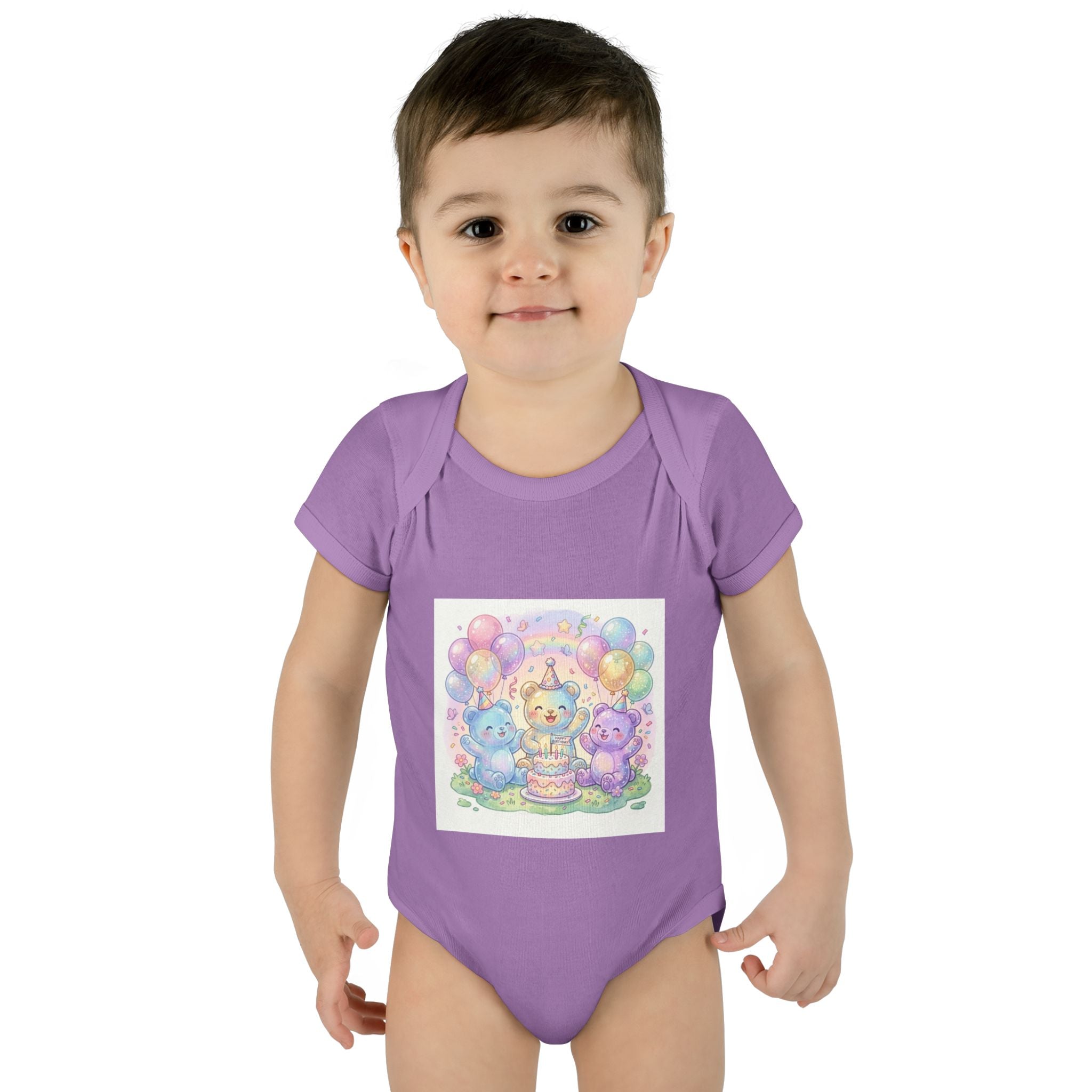 Birthday Gooey Bears, Cake & Balloons Infant Onesie