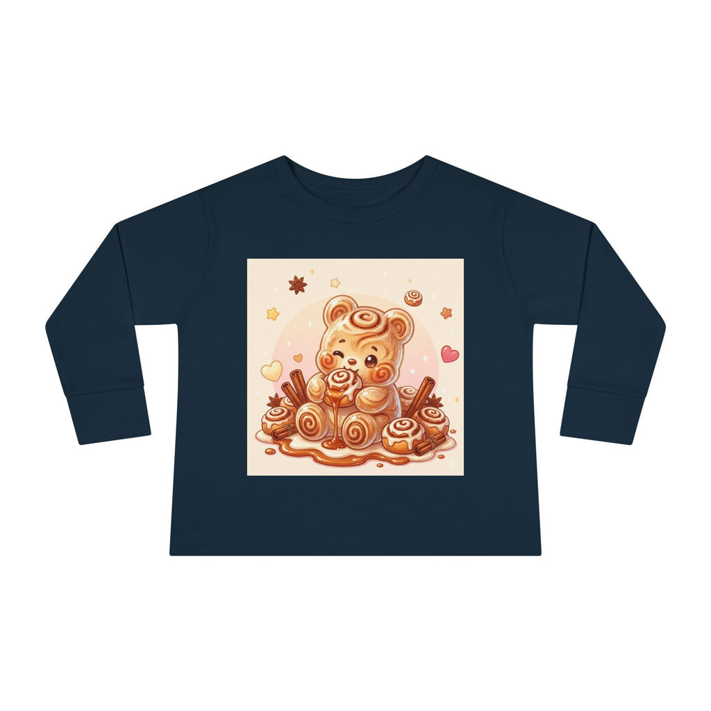 Cinnamon Roll Baked Goods, Sweet Oozy Bear Gummy Friend- Kids Graphic Long Sleeve Shirt