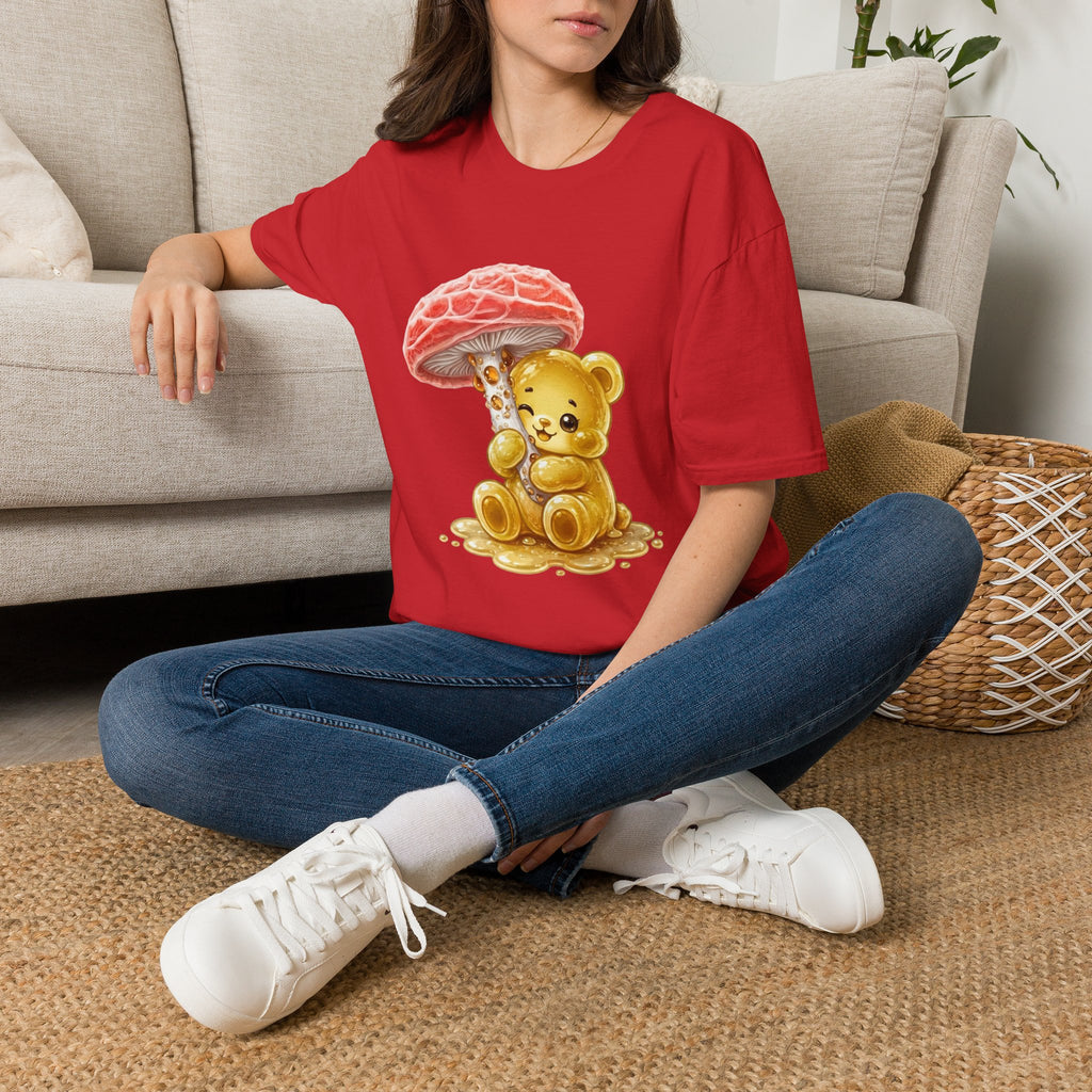 Sticky Strange Orange Mushroom, Yellow Oozy Bear Gummy- Graphic shirt