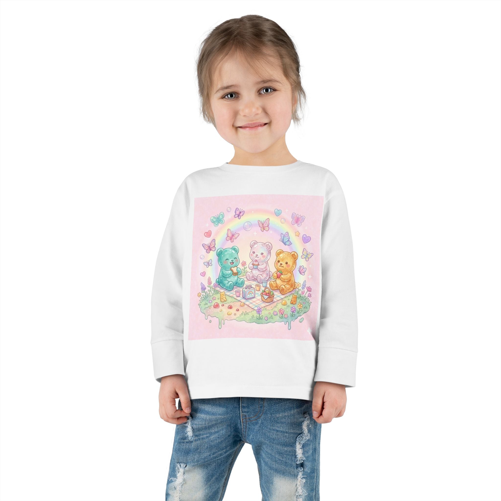 Pastel Picnic Oozy Bear Gummy Friends- Graphic Long Sleeve Shirt