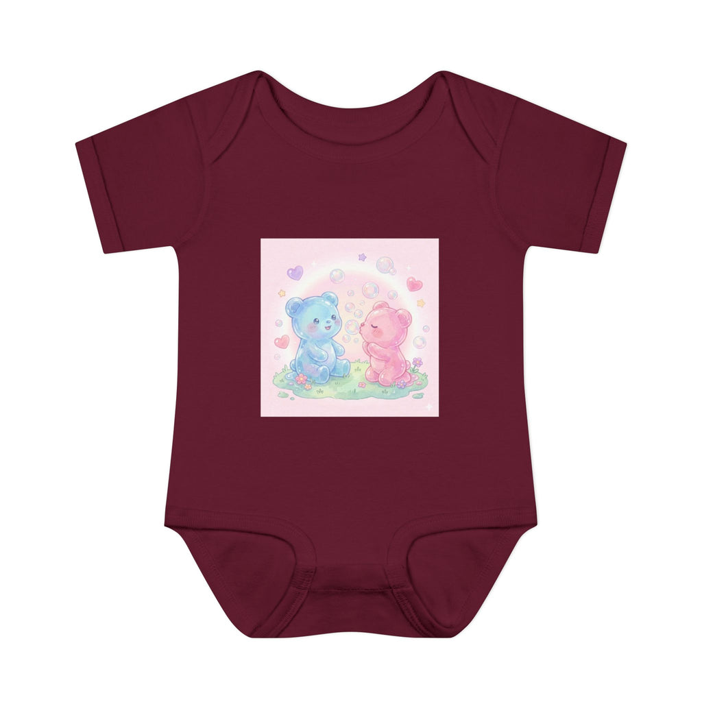 Baby Bodysuit — Pastel Blue & Pink Gooey Gummy Bears Cute Newborn Onesie