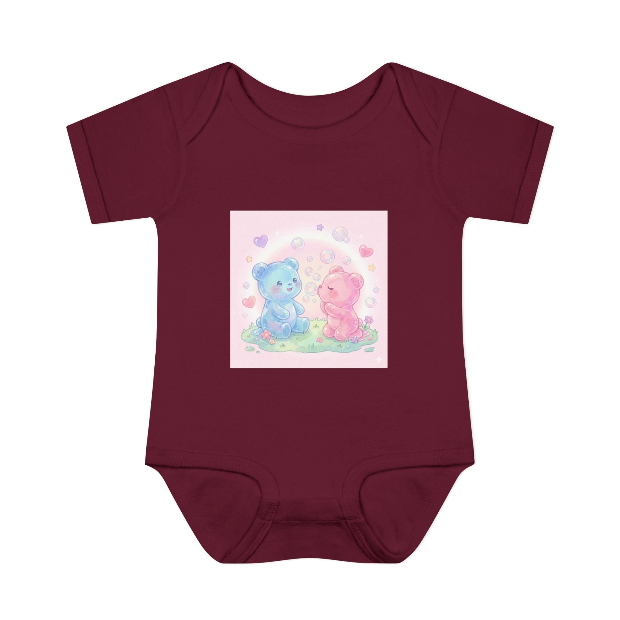 Baby Bodysuit — Pastel Blue & Pink Gooey Gummy Bears Cute Newborn Onesie