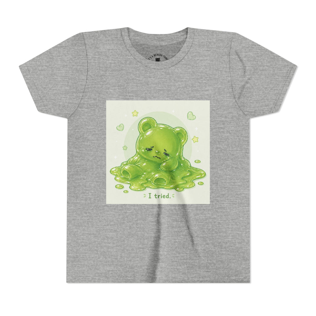 Melting Green Gooey Gummy Bear "I tried." Graphic T-Shirt