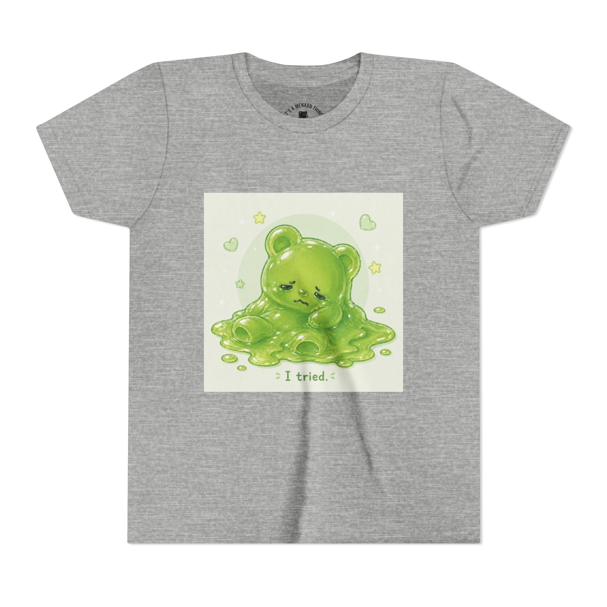 Melting Green Gooey Gummy Bear "I tried." Graphic T-Shirt