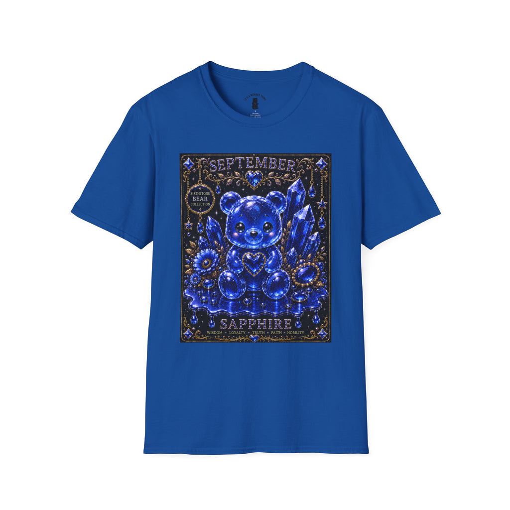 September Sapphire Crystal Oozy Bear Birthstone Addition- Graphic Shirt