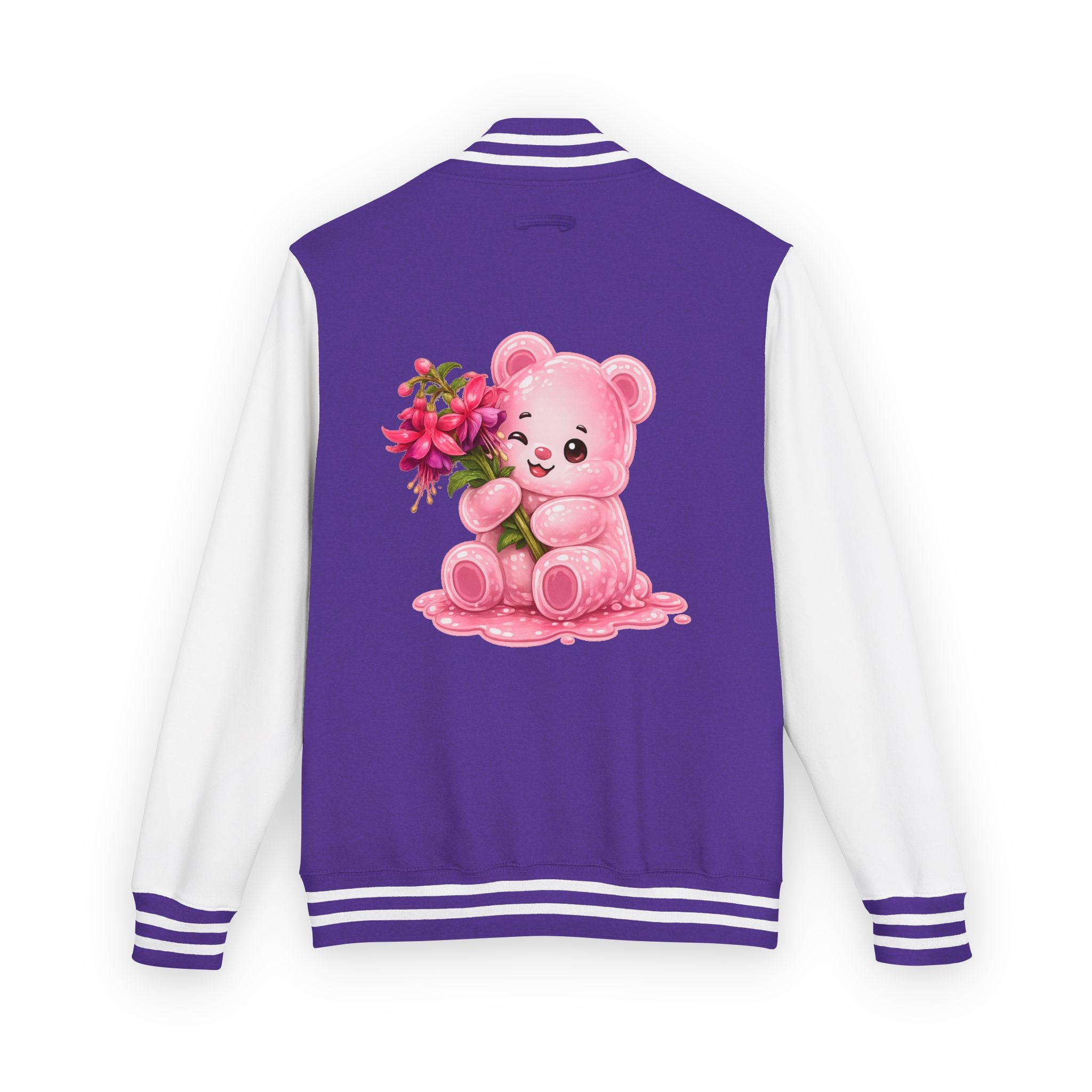Special Pink Flowers, Pale Oozy Bear Gummy Friend- Lettermen Graphic Jacket