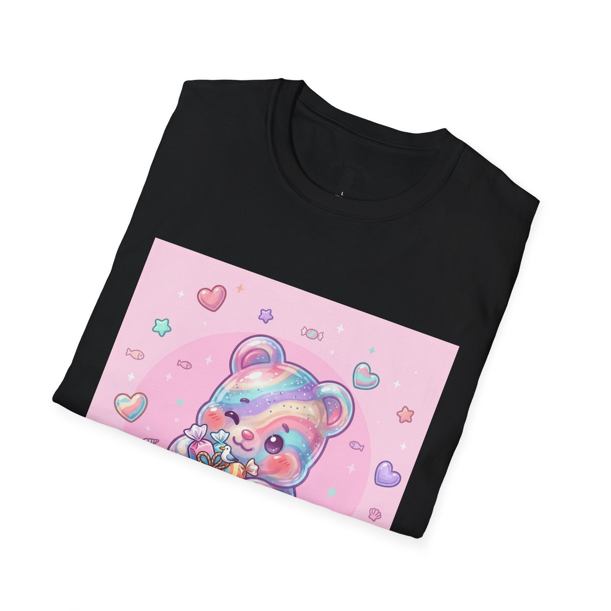 Cute Pastel Candy Bear T-Shirt — Rainbow Kawaii Heart Graphic