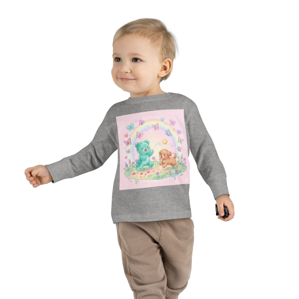 Pastel Puppy Play Time, Oozy Bear Friend- Graphic Long Sleeve Shirt