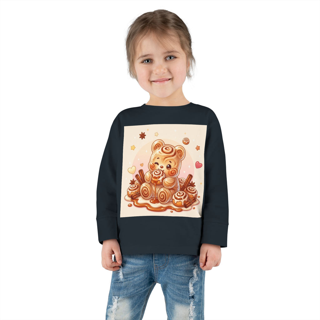 Cinnamon Roll Baked Goods, Sweet Oozy Bear Gummy Friend- Kids Graphic Long Sleeve Shirt