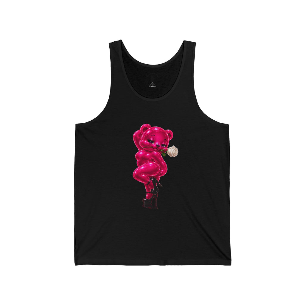 Pink Shiny Pin Up Oozy Bear In Heels, Special Addition Gummy- Graphic Tank Top (Adults Only!)