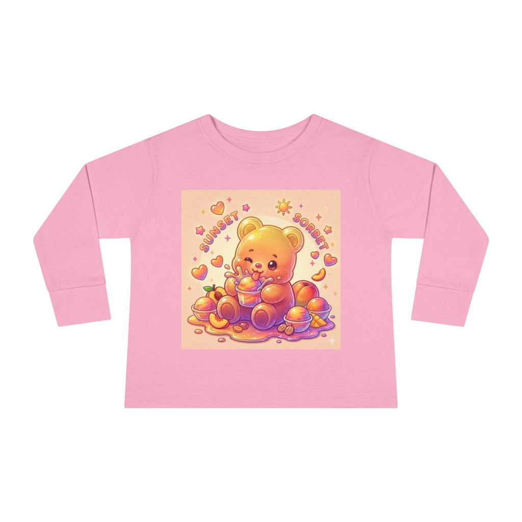 Sweet Peach Sorbet, Oozy Bear Gummy Friend Special- Kids Graphic Long Sleeve Shirt