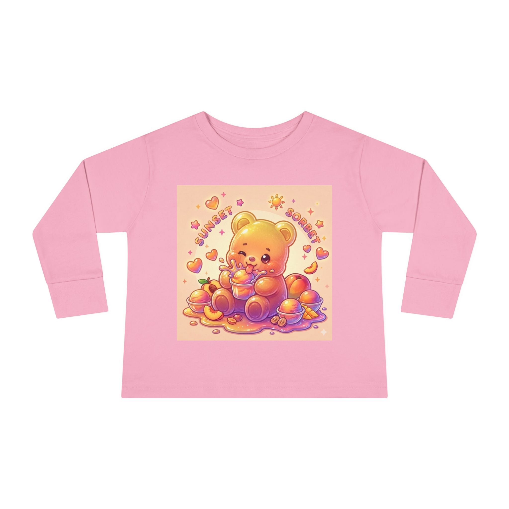 Sweet Peach Sorbet, Oozy Bear Gummy Friend Special- Kids Graphic Long Sleeve Shirt