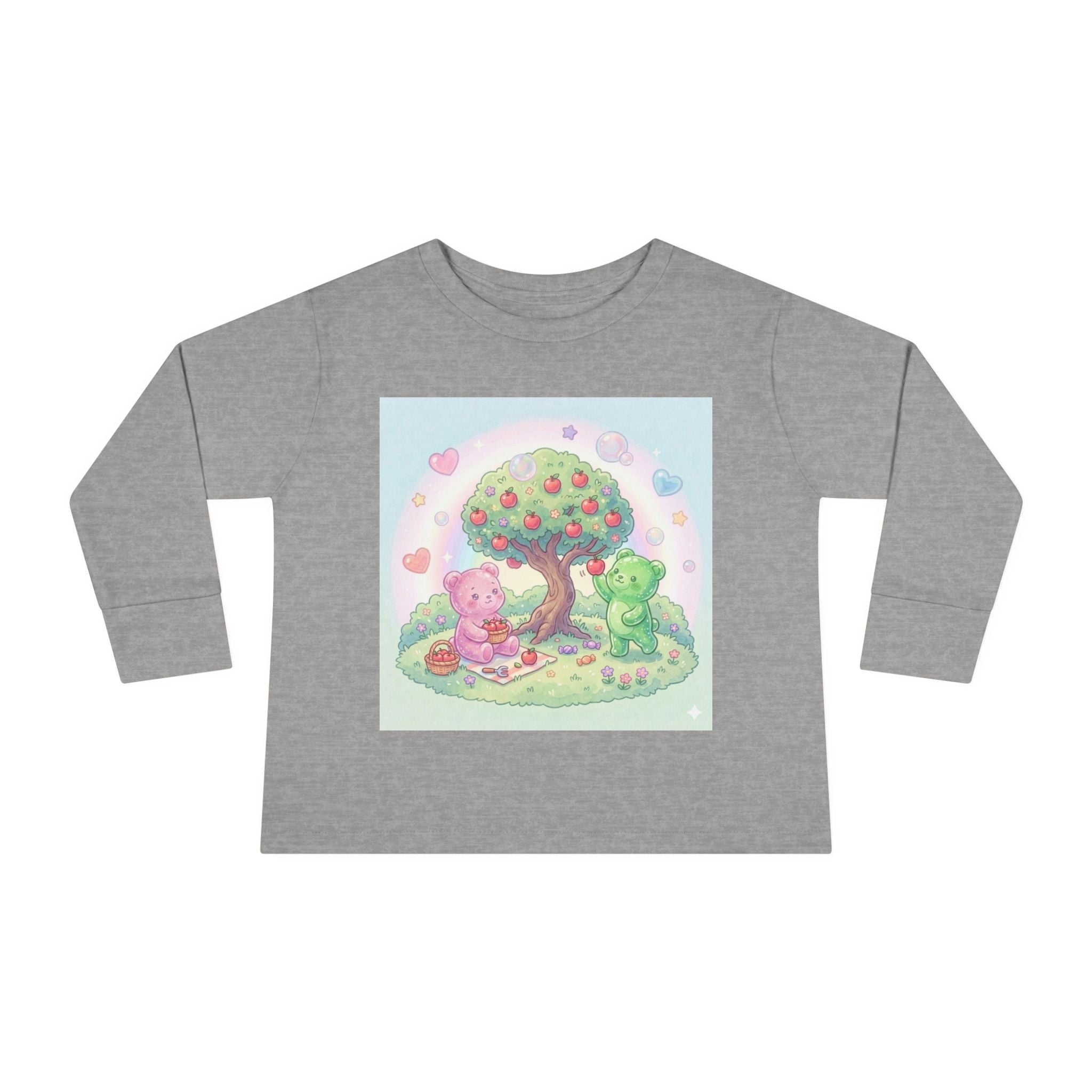 Beautiful Day For Apple Picking, Oozy Bear Gummy Friends Hang Out- Graphic Long Sleeve Shirt