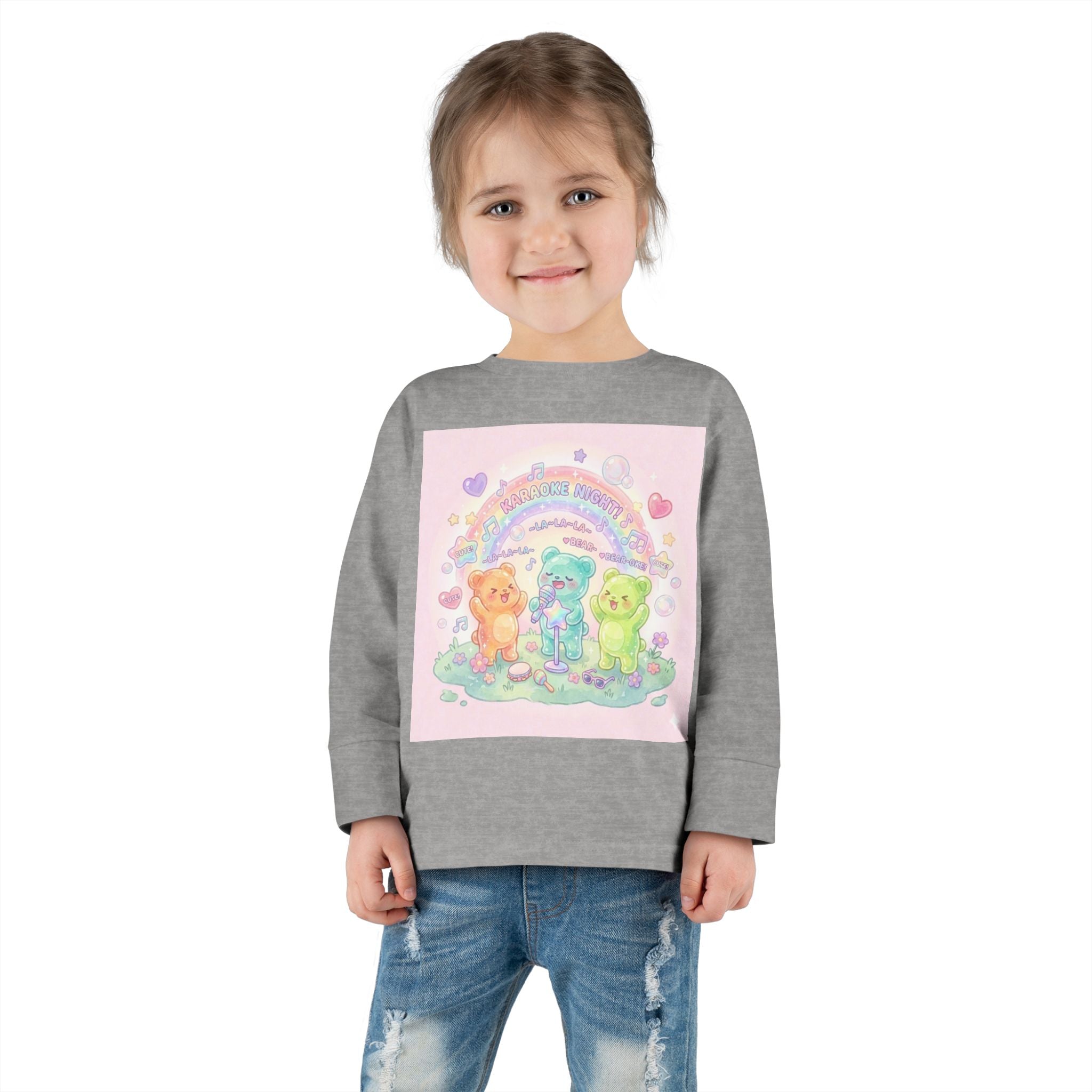 Karaoke Day, Oozy Bear Gummy Group Hang Out- Graphic Long Sleeve Shirt