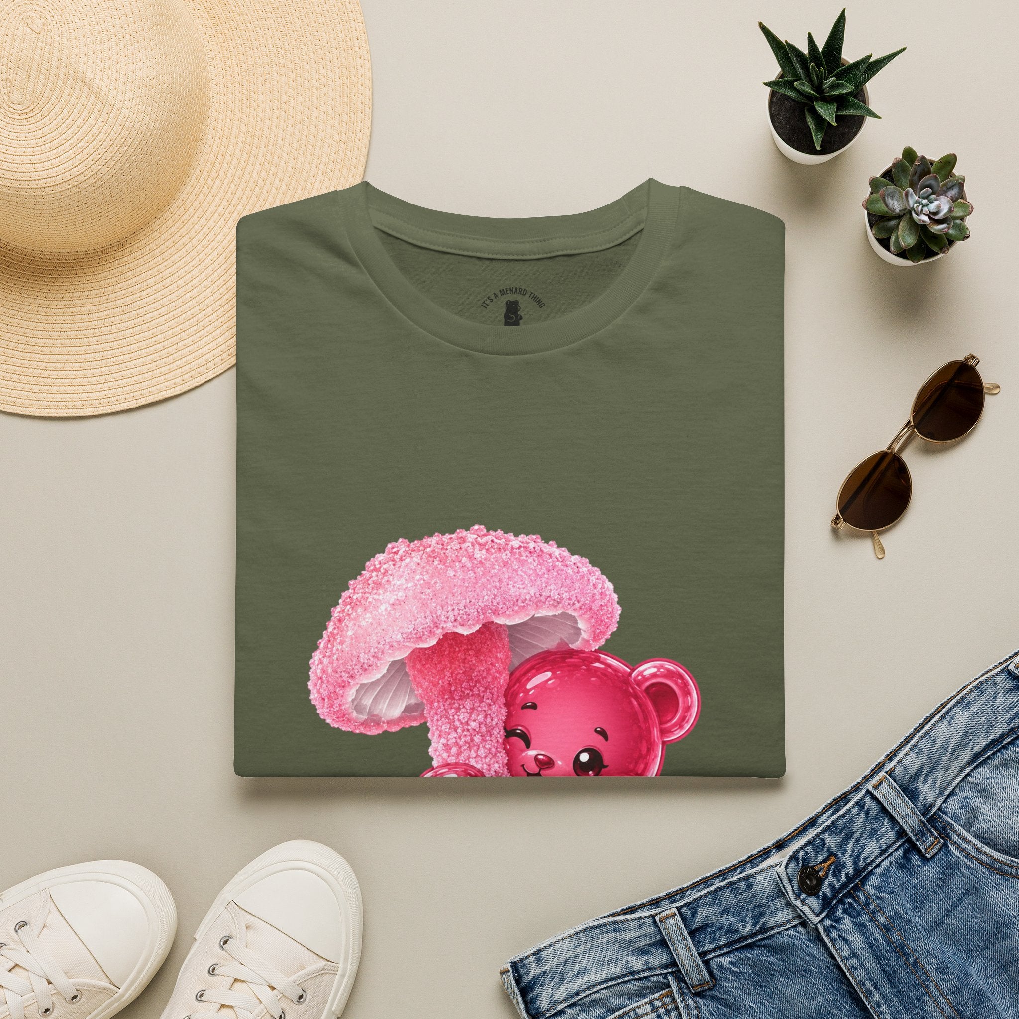 Rare Pink Mushroom Umbrella, Oozy Bear Gummy Friend- Graphic Shirt