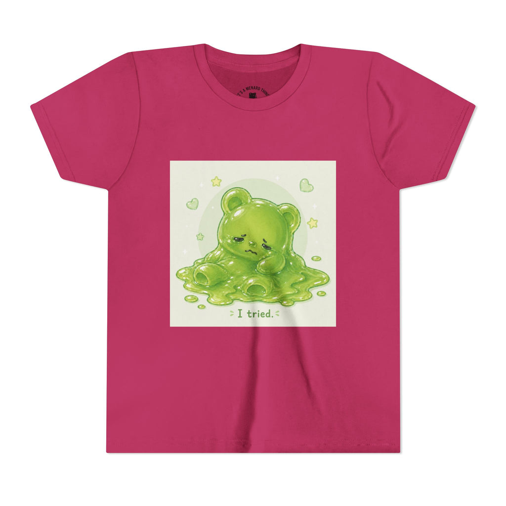 Melting Green Gooey Gummy Bear "I tried." Graphic T-Shirt