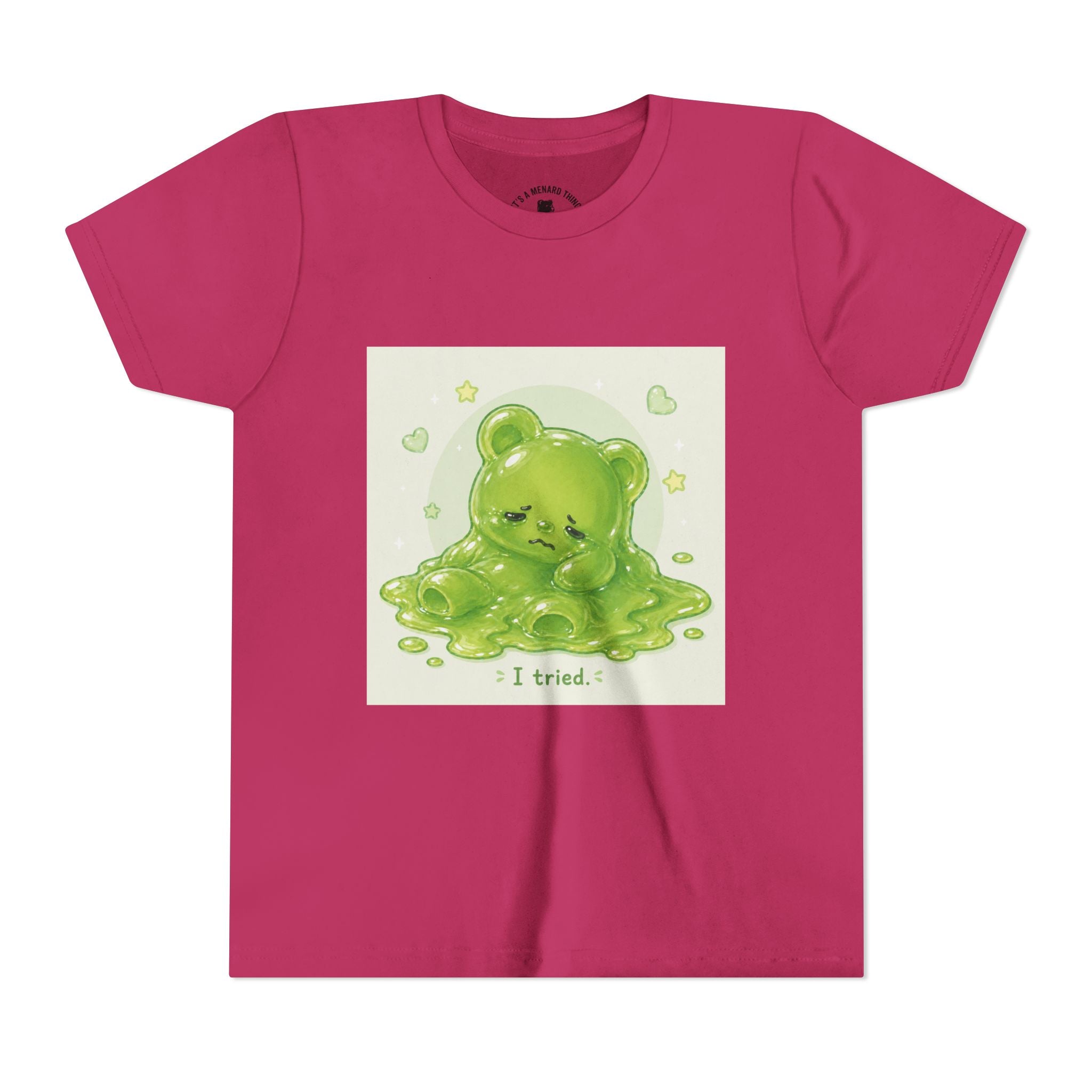 Melting Green Gooey Gummy Bear "I tried." Graphic T-Shirt