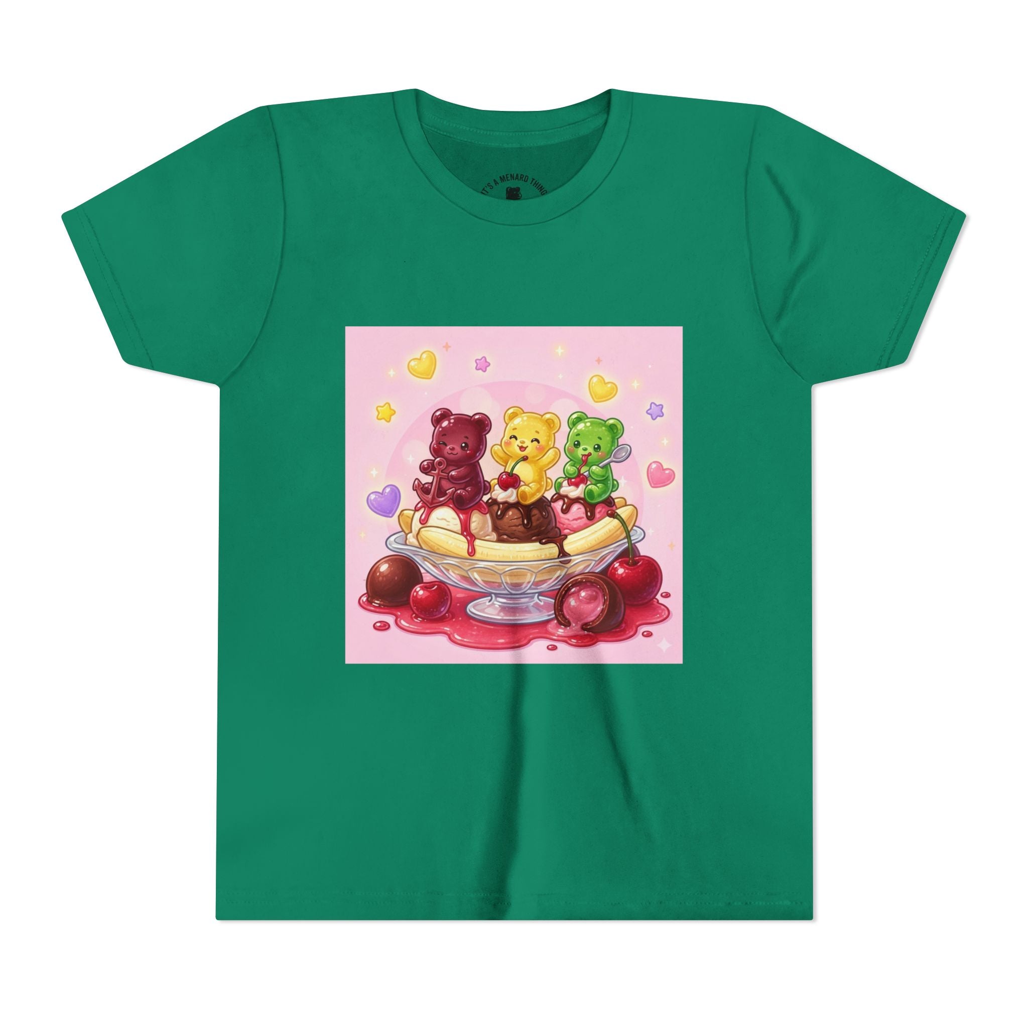 Gooey Gummy Bears on Banana Split Boat Graphic Youth T-Shirt