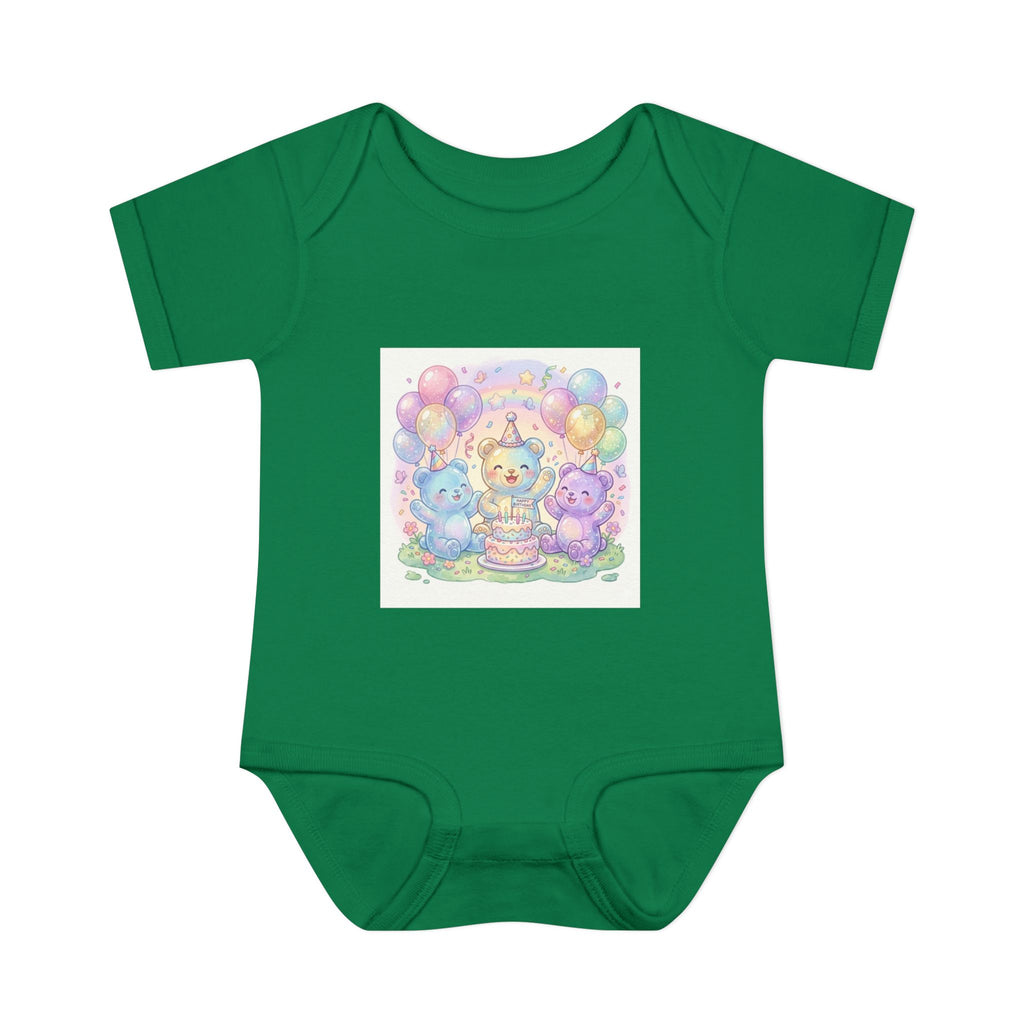 Birthday Gooey Bears, Cake & Balloons Infant Onesie