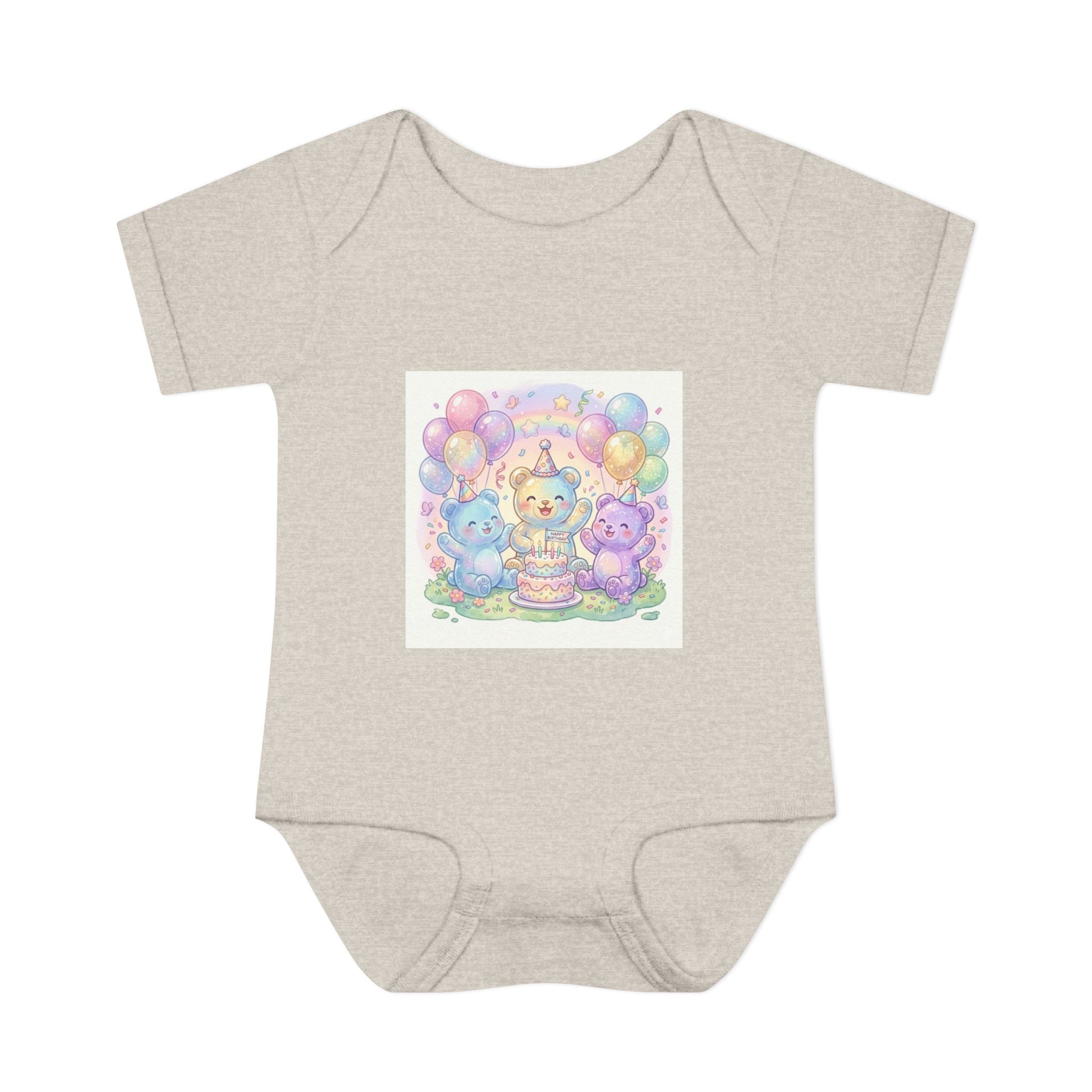 Birthday Gooey Bears, Cake & Balloons Infant Onesie