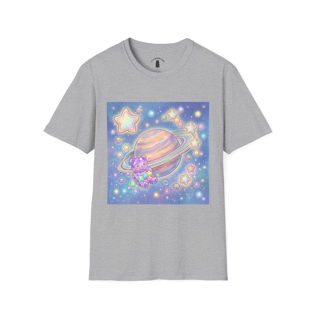 Look Upon Saturn, Purple Crystal Gooey Gummy Bear — Kawaii Graphic T-Shirt