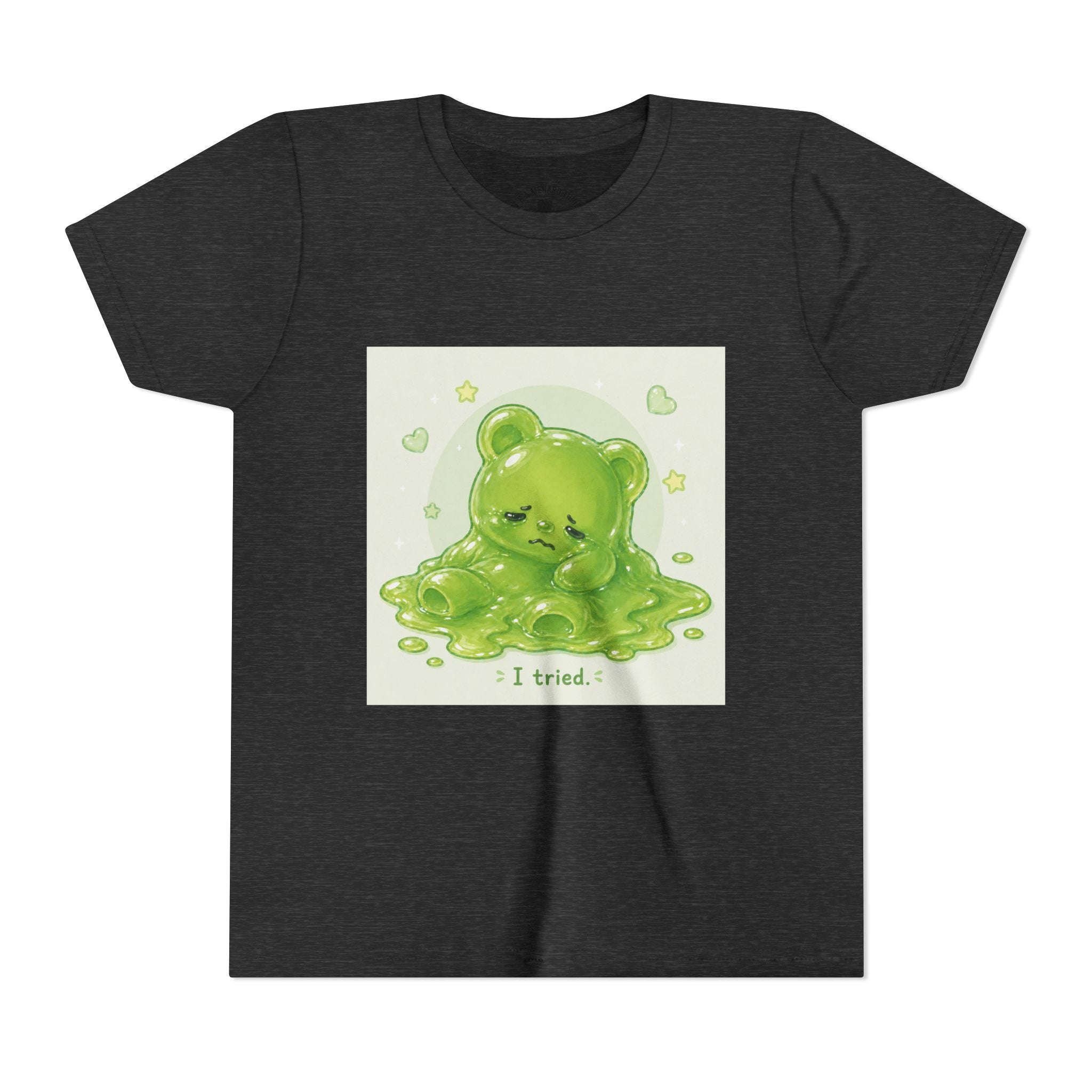 Melting Green Gooey Gummy Bear "I tried." Graphic T-Shirt