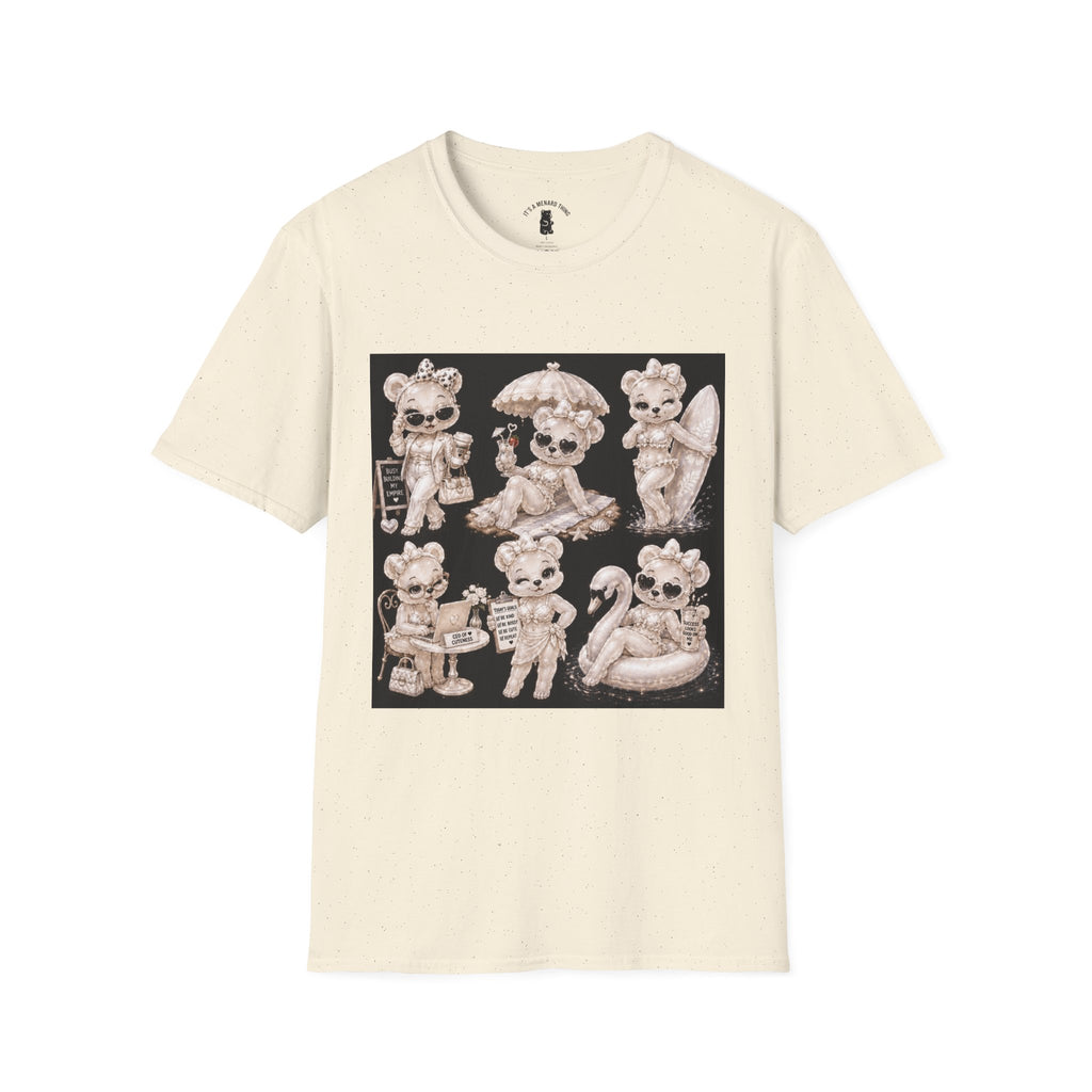 Vintage Kawaii Retro Oozy Bear, Beach Babe Pin Up- Adult Graphic Shirt (18+)