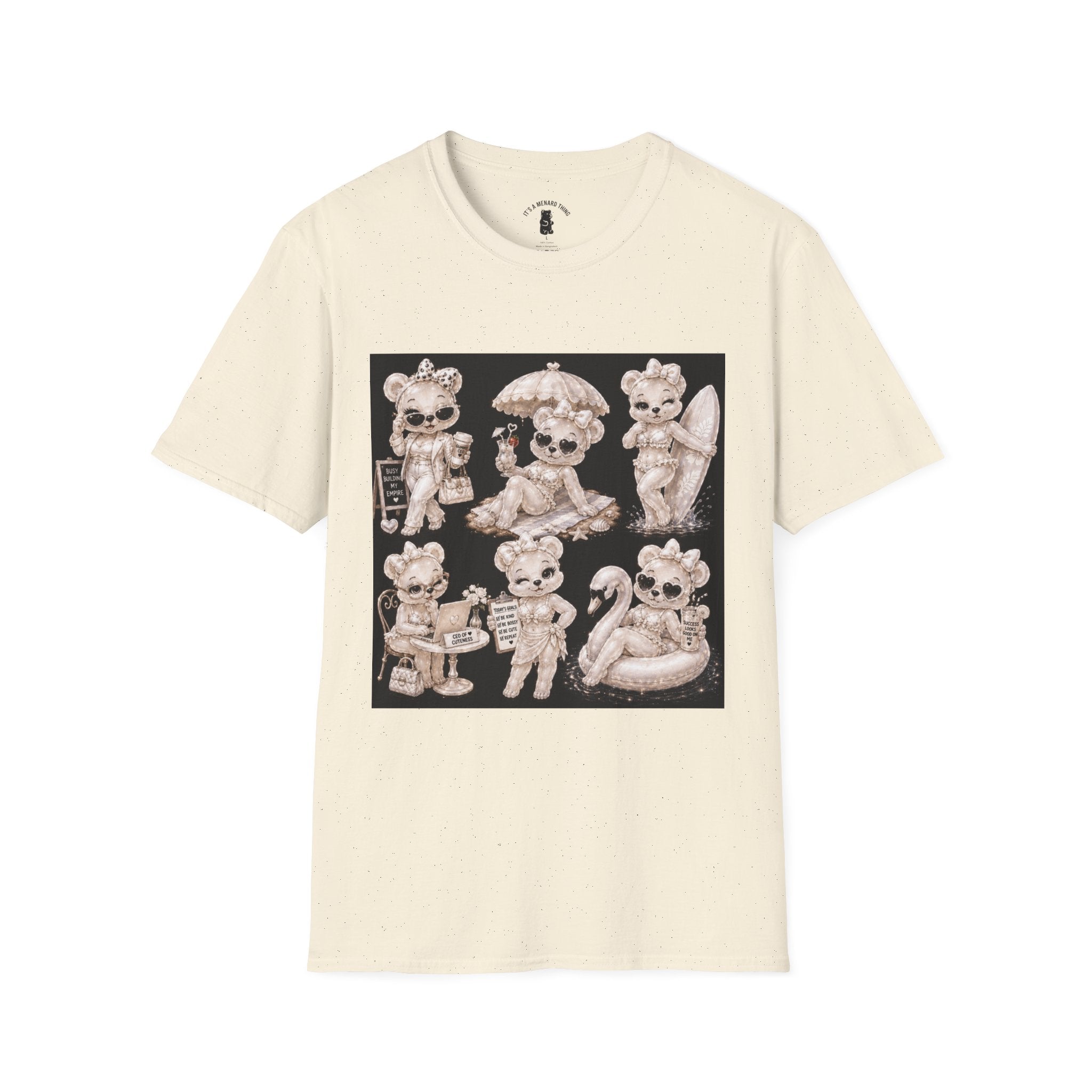 Vintage Kawaii Retro Oozy Bear, Beach Babe Pin Up- Adult Graphic Shirt (18+)