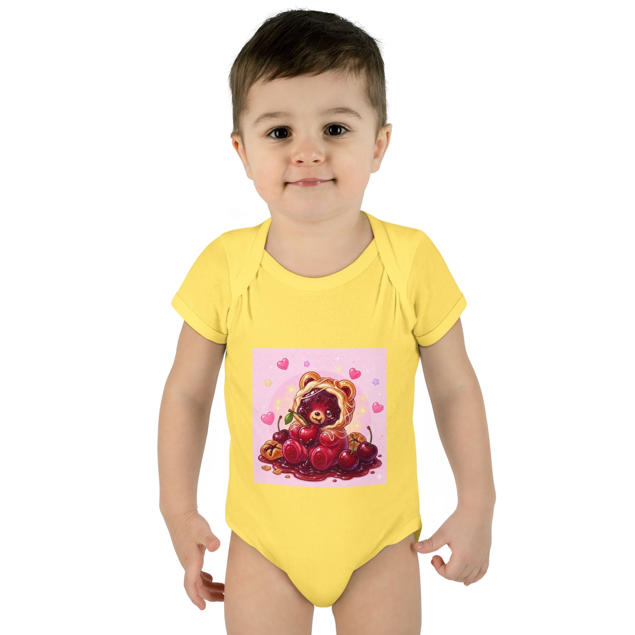 Cherry Danish Gooey Gummy Bear in Puff PJs (Infant Rib Onesie)