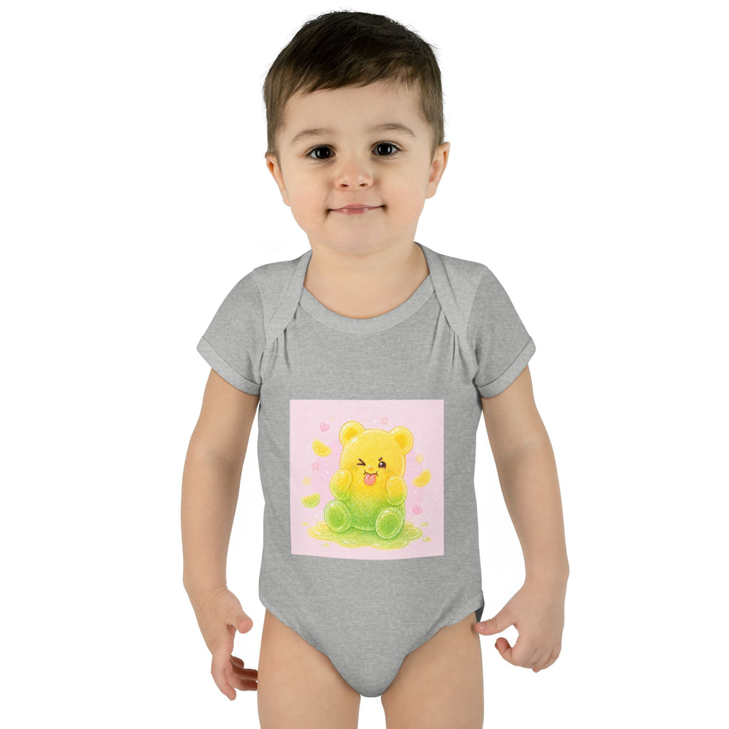 Sour Silly Gummy Gooey Lemon-Lime Bear Illustration Infant Onesie