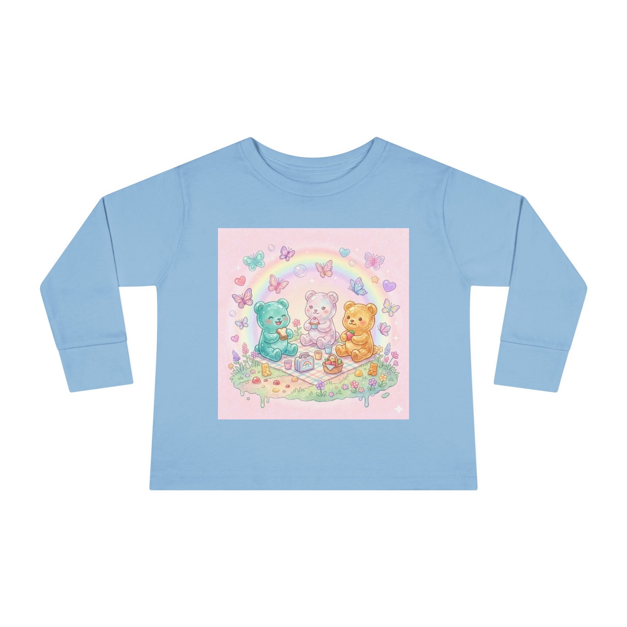 Pastel Picnic Oozy Bear Gummy Friends- Graphic Long Sleeve Shirt