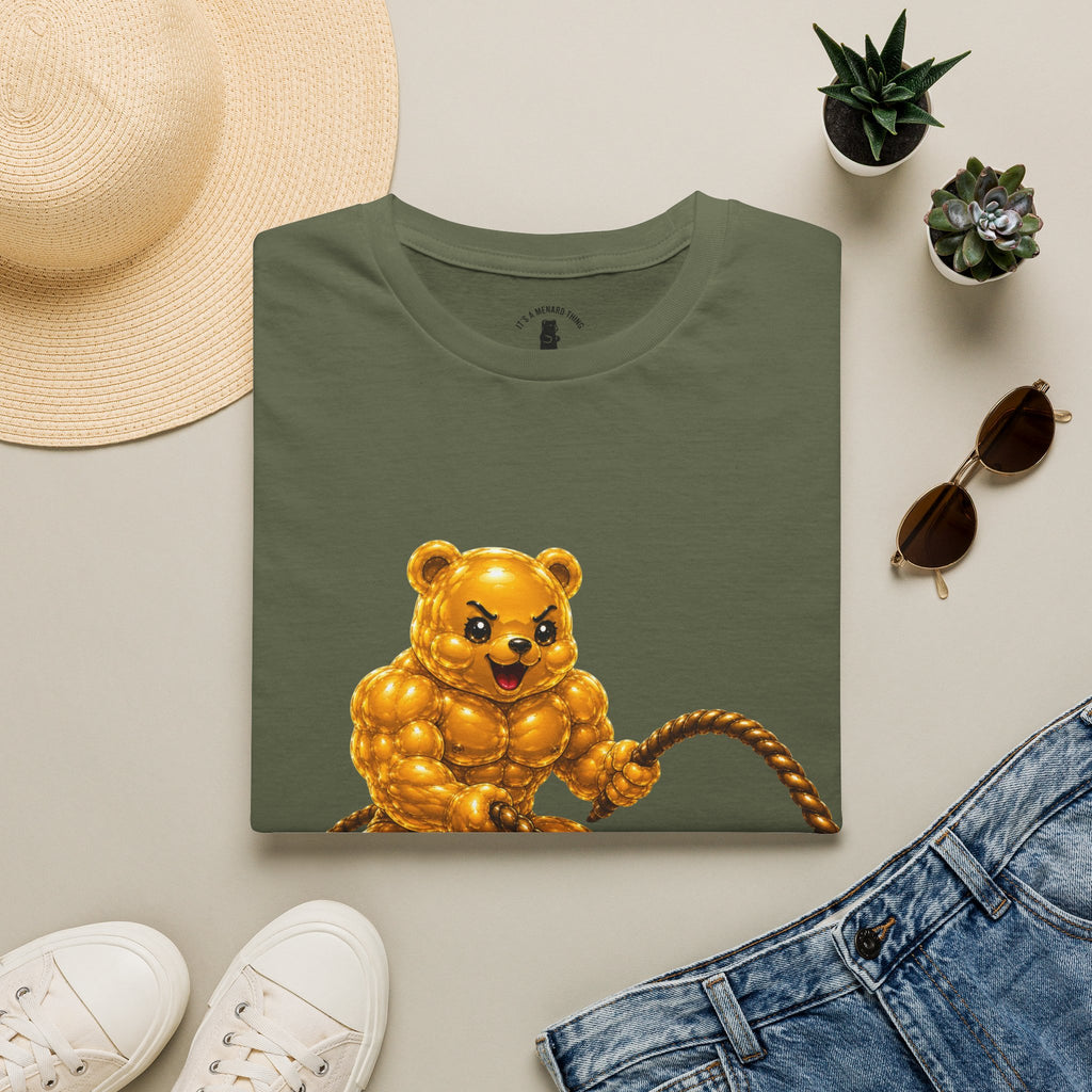 Rope Workout, Golden Yellow Oozy Buff Bear Gym Special- Adult Graphic Shirt (18+)