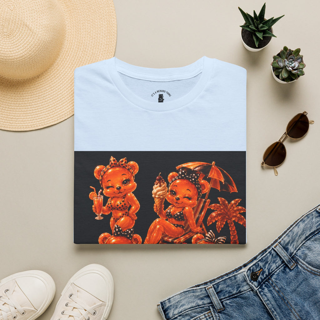 Retro Orang Beach Pin Up Oozy Bear Babe- Adult Graphic Shirt (18+)